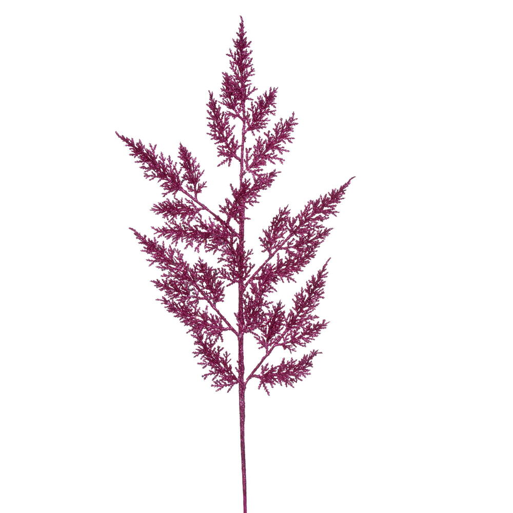 Vickerman 28" Magenta Onoclea Glitter Wild Huck Artificial Christmas Spray. Includes 6 sprays per pack.
