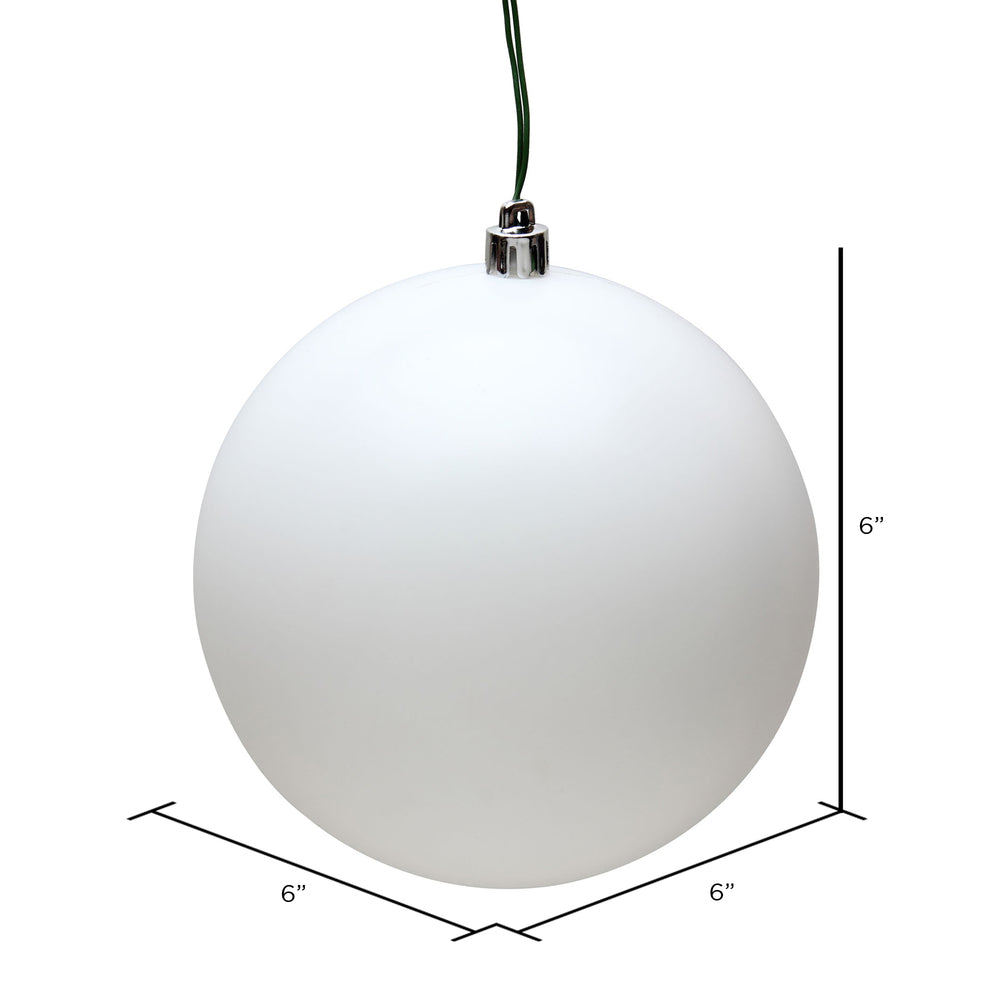 Vickerman 6" White Matte Ball Ornament 4 per Bag