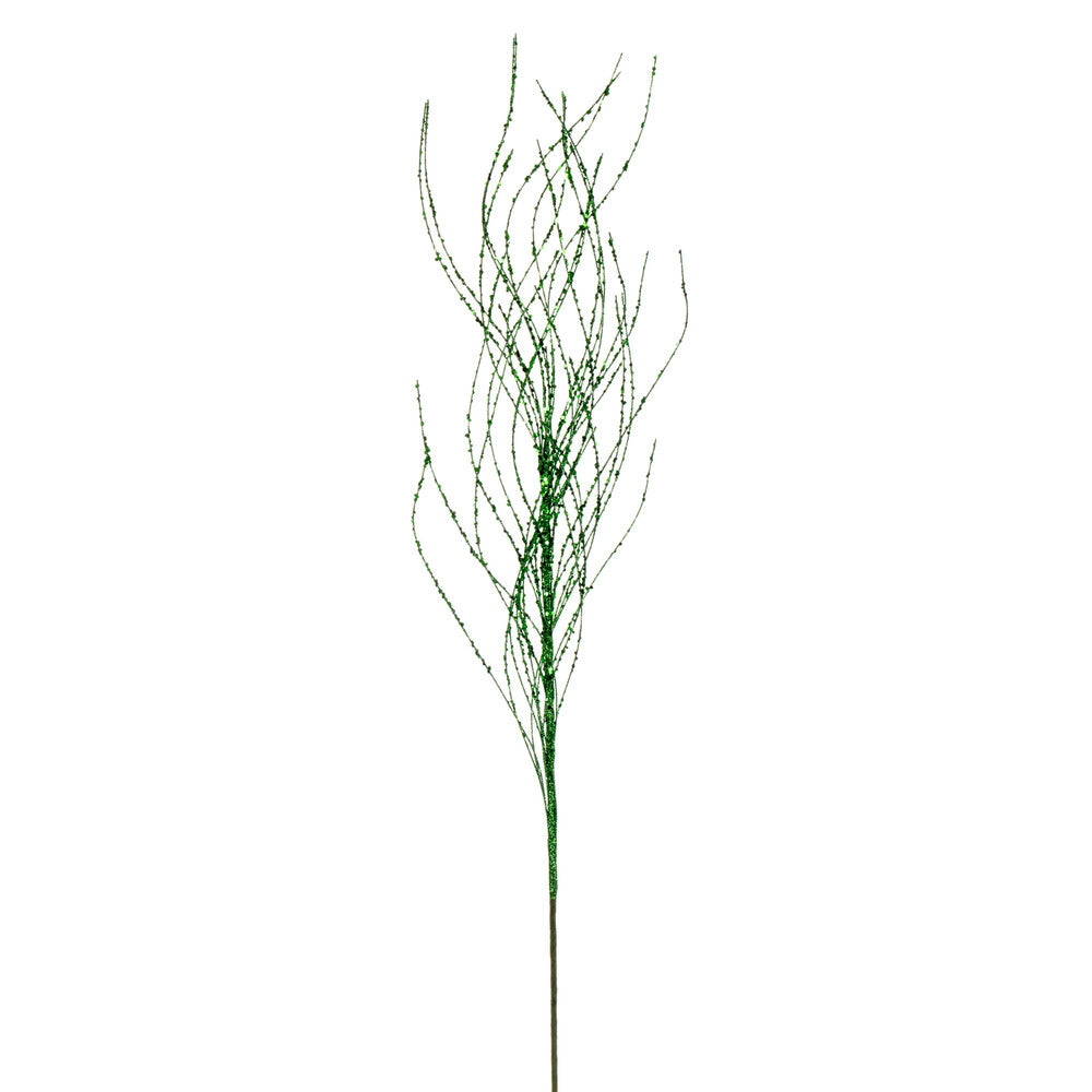 Vickerman 37" Green Wavy Twig Glitter Spray 6 per bag.