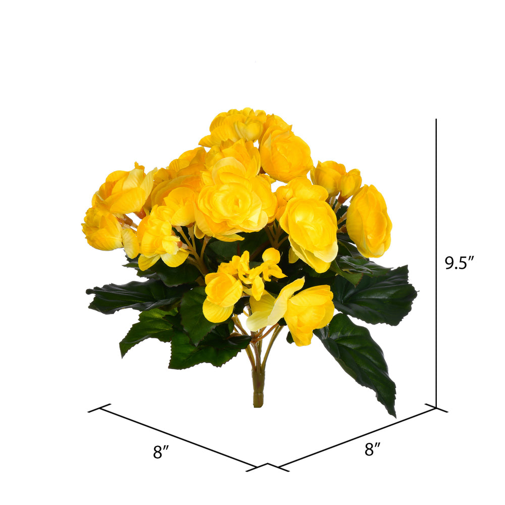 Vickerman 9.5" Artificial Yellow Polyester Begonia Bush