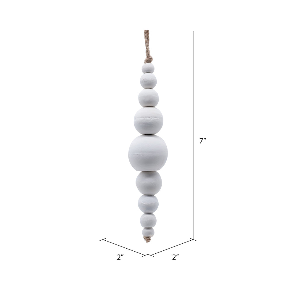 Vickerman 7" White Wooden Bead Ornament 2 pieces per unit.