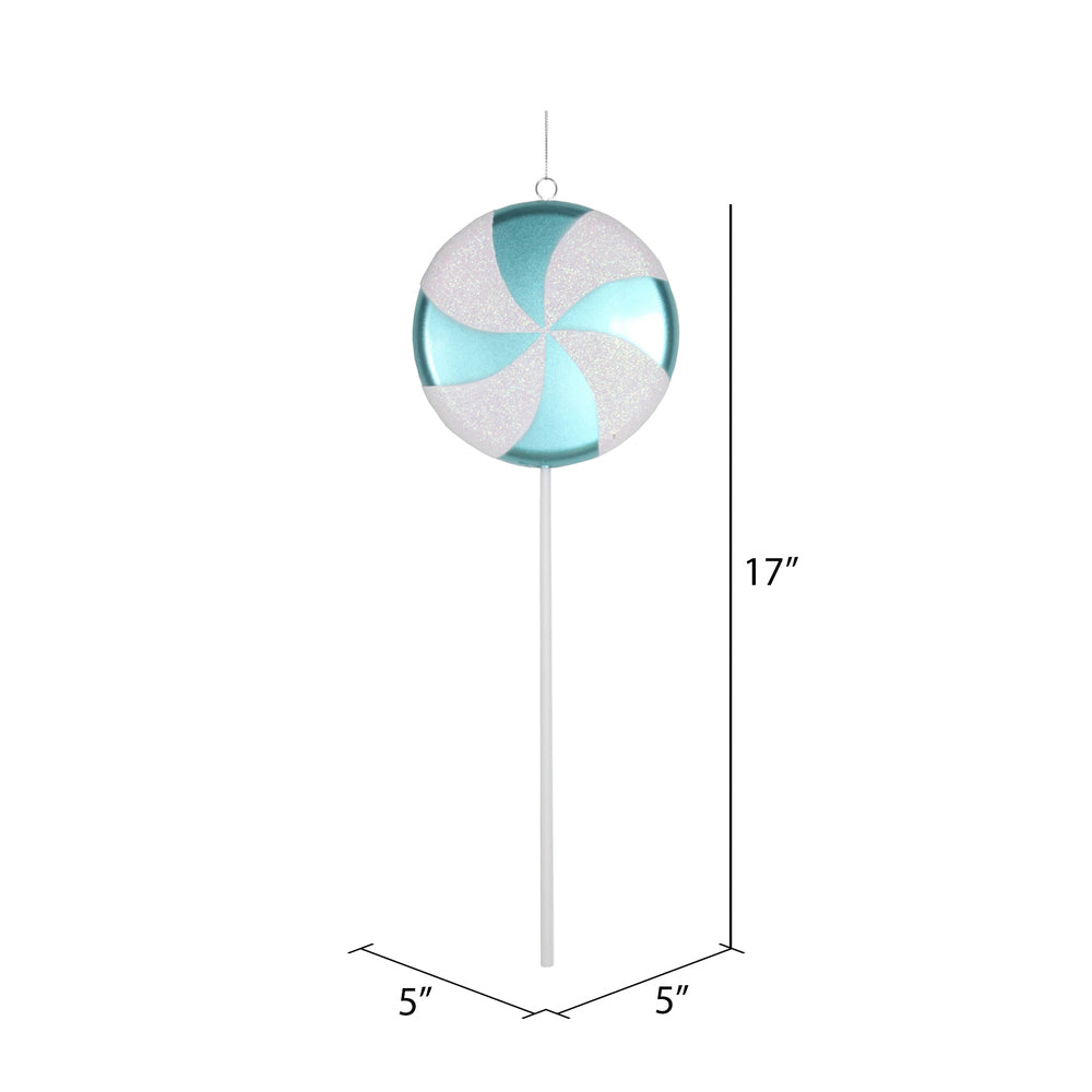 Vickerman 17" Teal-White Candy Lollipop Christmas Ornament
