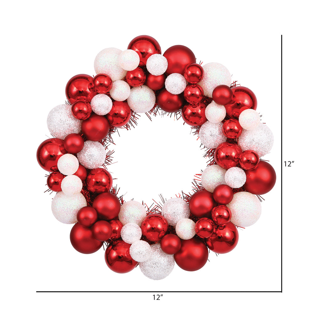 Vickerman 12" Candy Cane Shiny and Matte Ball Wreath
