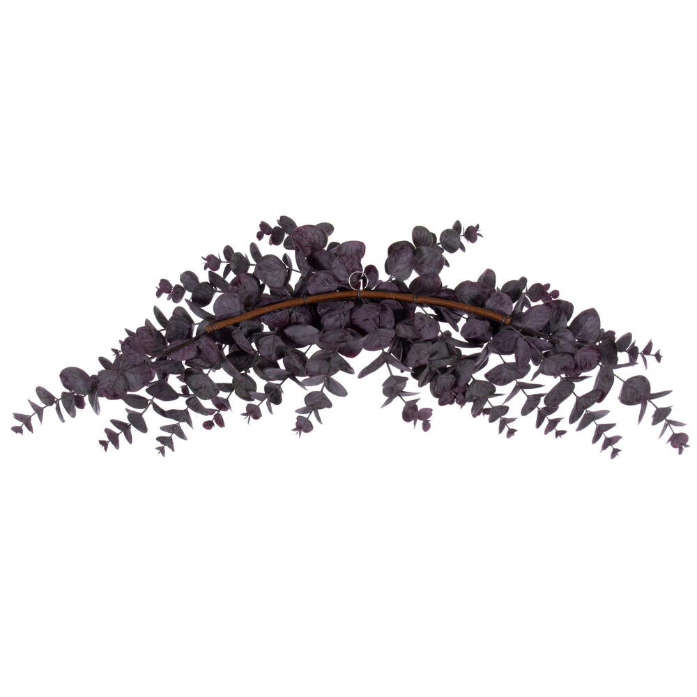 Vickerman 32" Artificial Burgundy Spiral Eucalyptus Crescent Swag