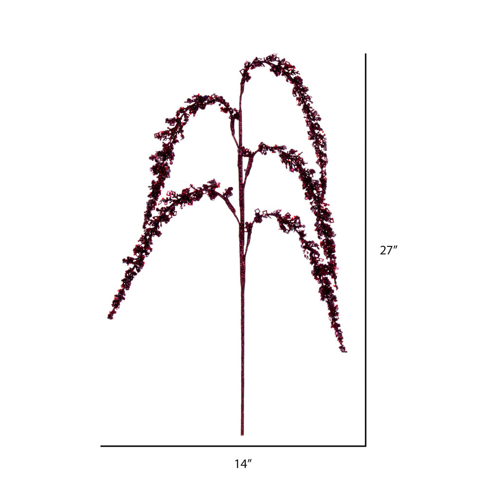 Vickerman 27" Artificial Burgundy Glitter Setaria Christmas Spray 3 sprays per pack.