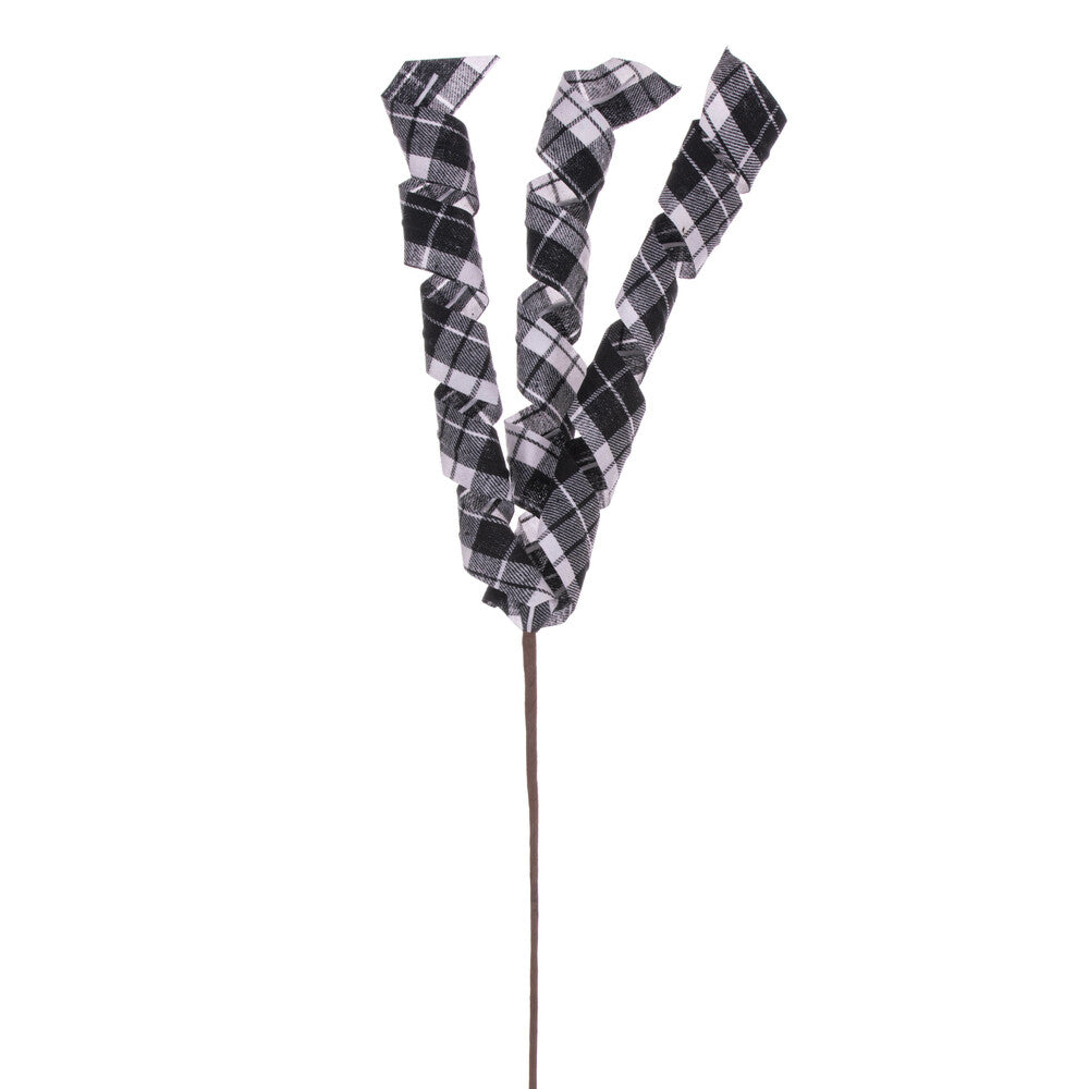 Vickerman 23" Black and White Plaid Swirl Spray 8 per bag.