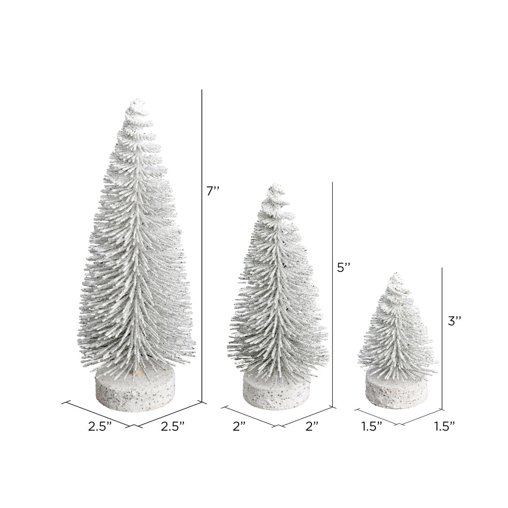 Vickerman 3"-5"-7" White Oval Pine Artificial Christmas Tree Set of 3