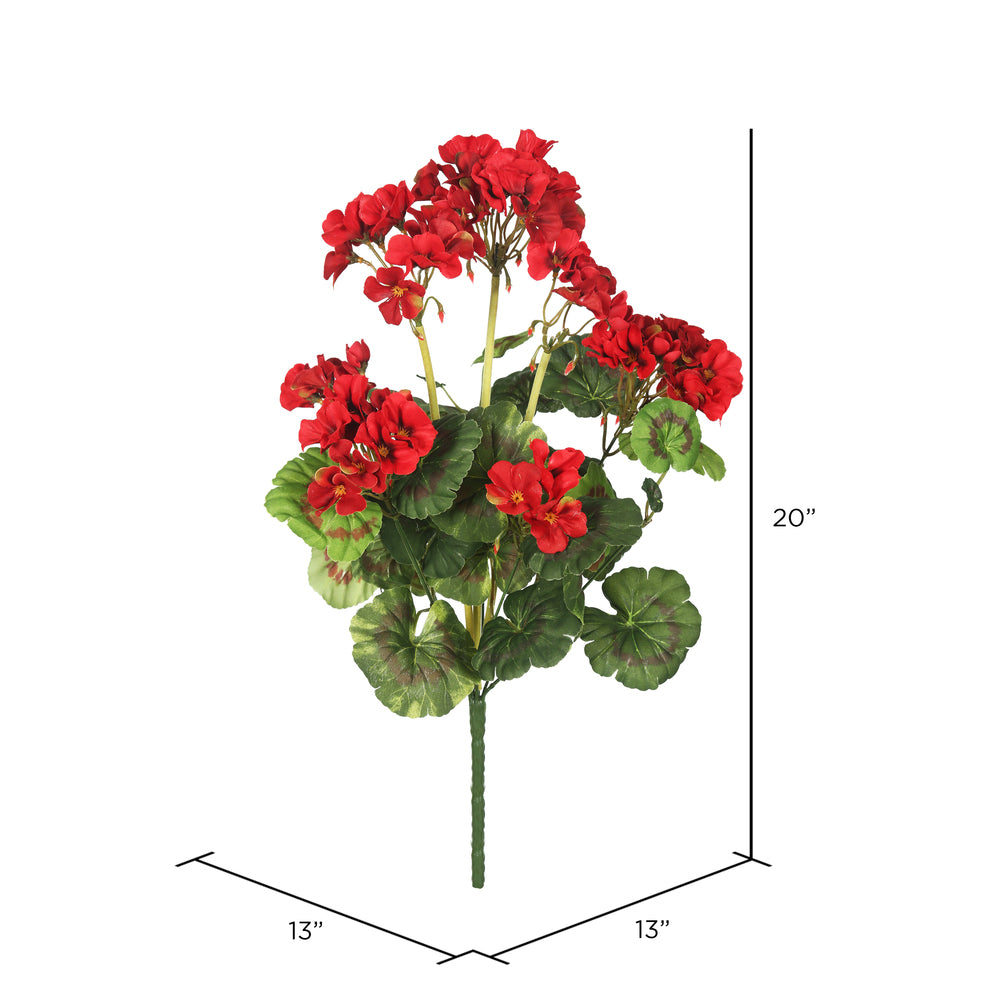 Vickerman 20" Artificial Red Geranium Bush.