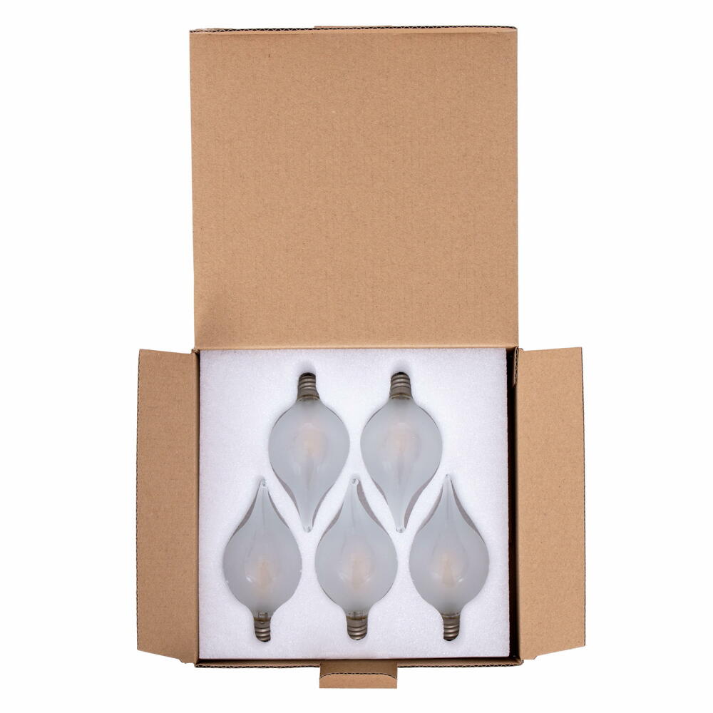Vickerman 5 Warm White LED G45 Glass Flame Tip Replacement Bulbs.