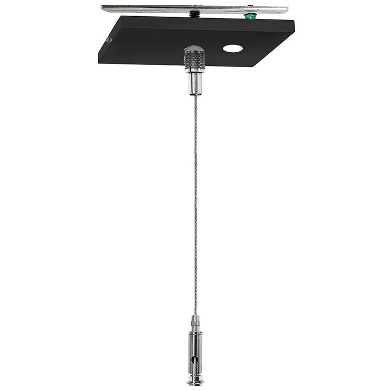 Westgate Adj. 12Ft 1/16In Single Square Suspension Canopy Set With Keyhole End Connector, Power Side, Without Cord, Black, Commercial Indoor Lighting
