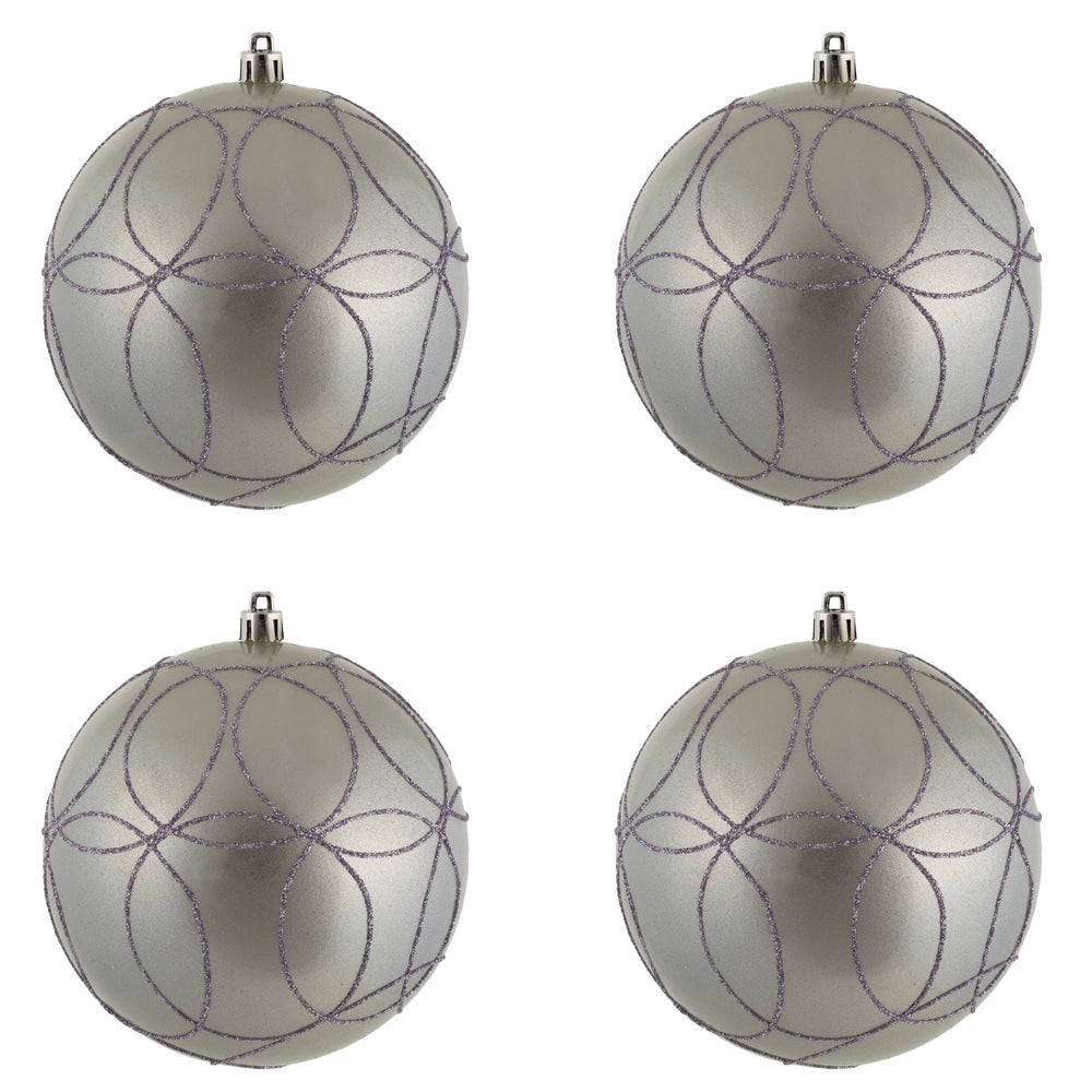 Vickerman 4.75" Lilac Candy Ornament with Circle Glitter Pattern 4 per Bag