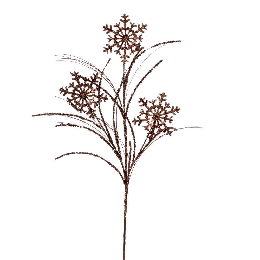 Vickerman 31" Mocha Snowflake Glitter Spray 6 per bag.
