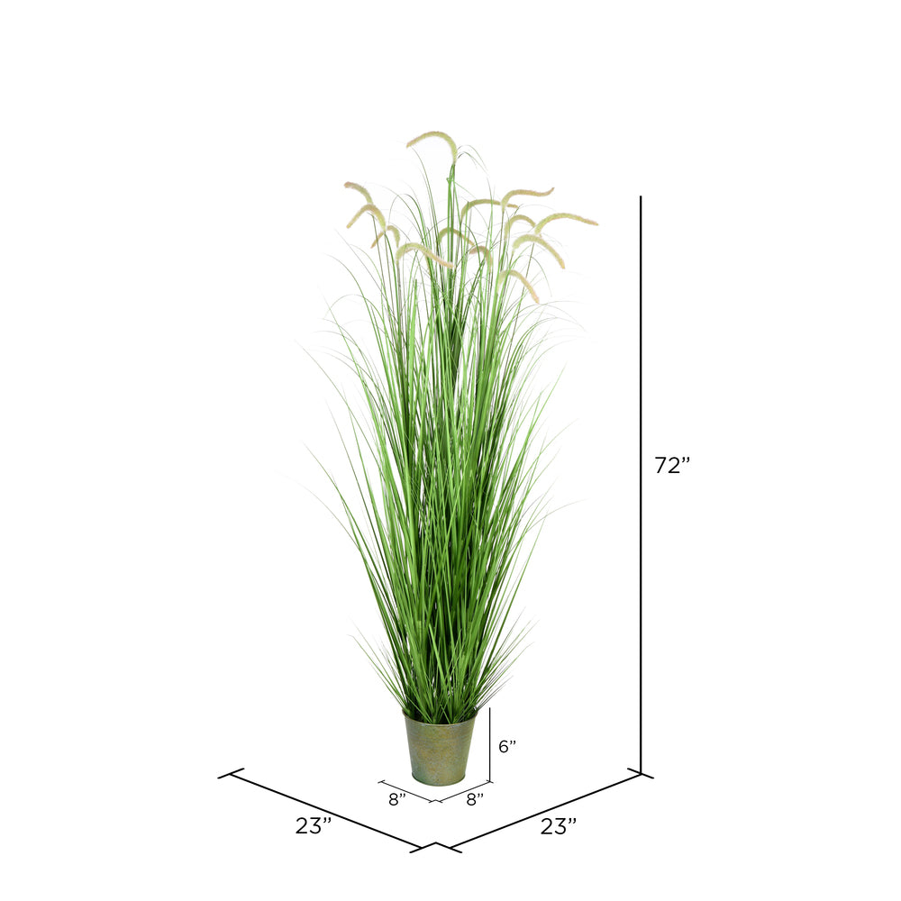 Vickerman 72" Artificial Potted Green Grass and Cattails.