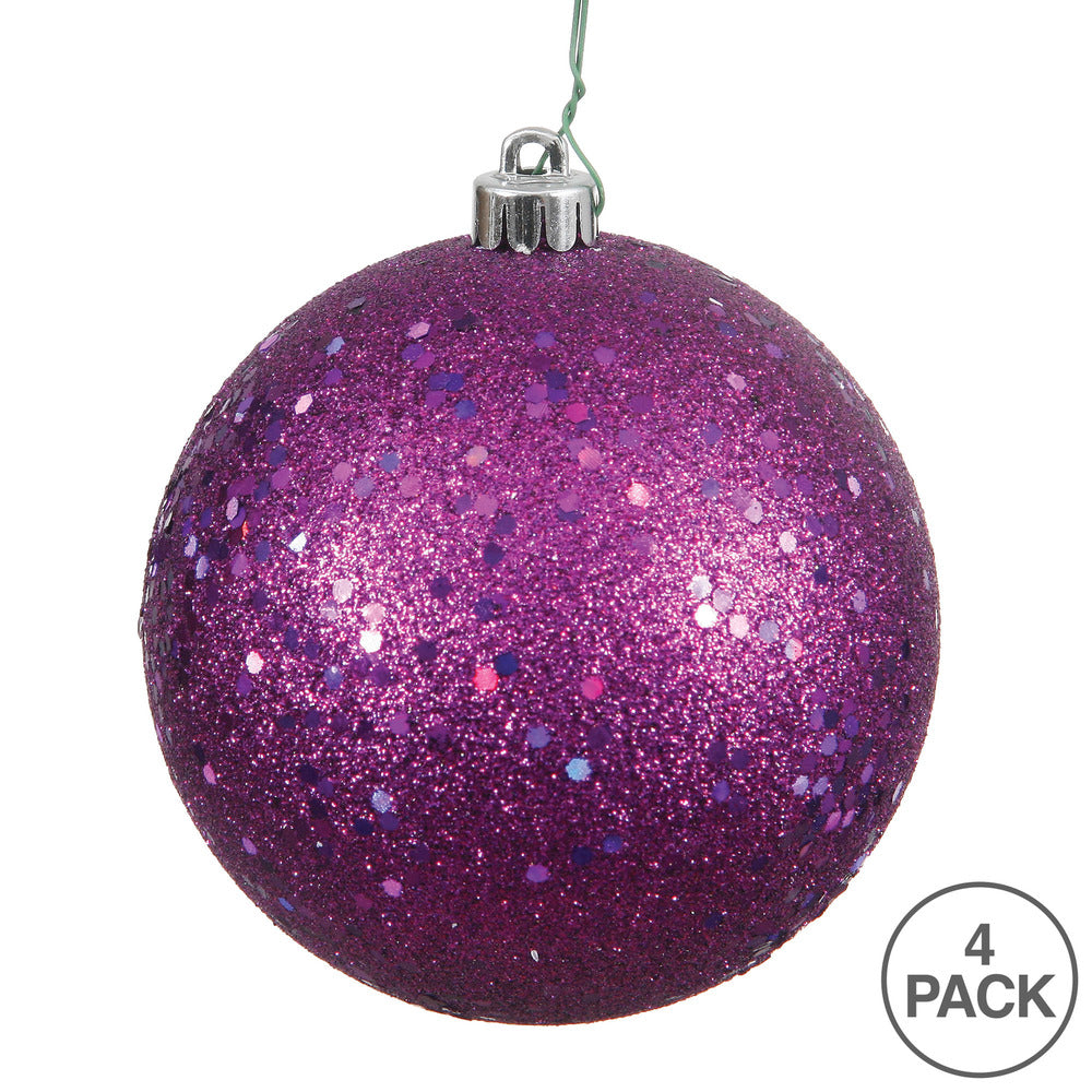 Vickerman 4.75" Plum Sequin Ball Ornament 4 per Bag