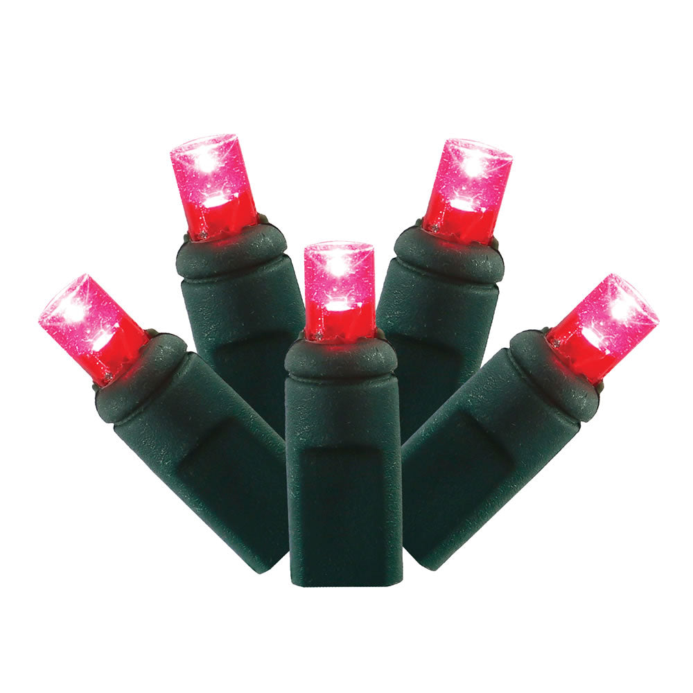 Vickerman 34' Magenta Single Mold Wide Angle LED Christmas light set Green Wire