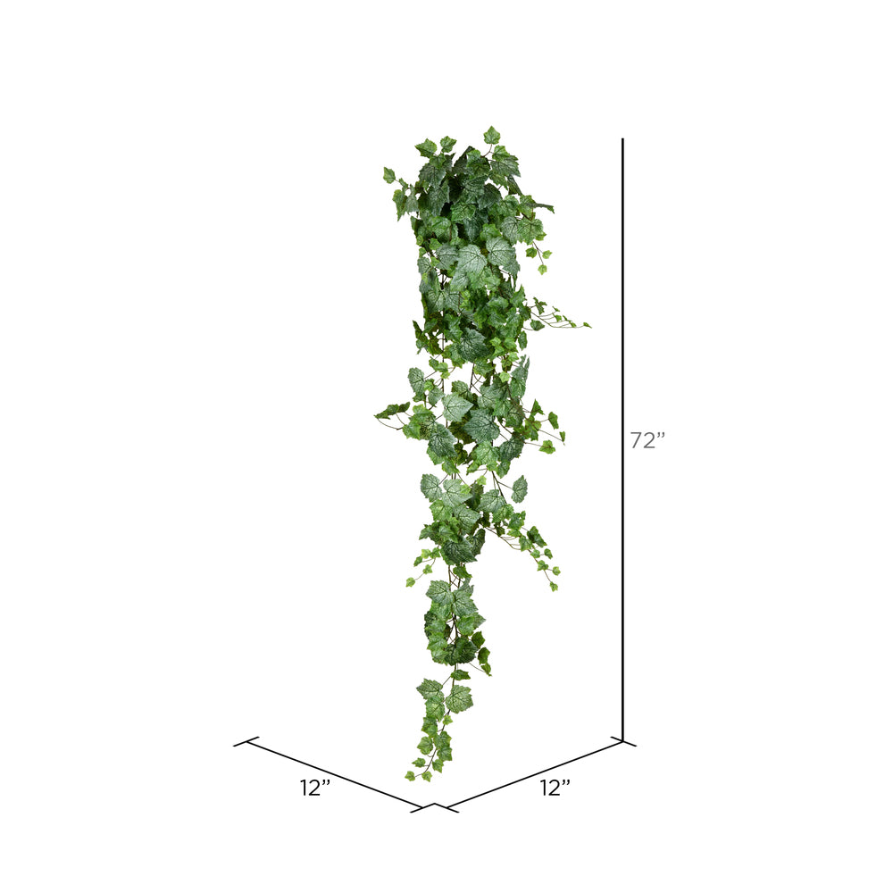Vickerman 6' Artificial Green & White Grape Leaf Ivy Hanging Bush.