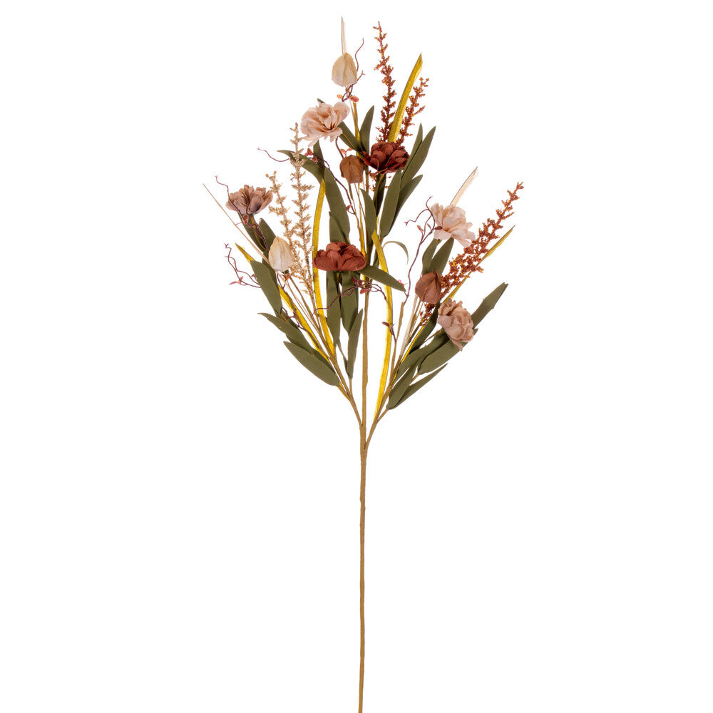 Vickerman 31" Brown and Cream Artificial Carnation and Chinese Lantern Spray 2 per bag.