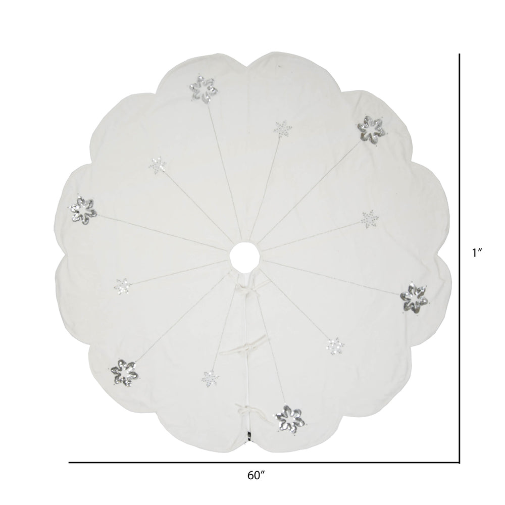 Vickerman Decorative 60" Silver Flakes Collection Christmas Tree Skirt