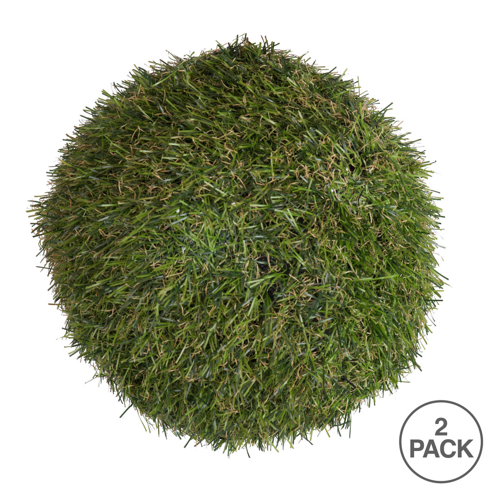 Vickerman 7.25" Artificial Green Grass Ball Pack of 2