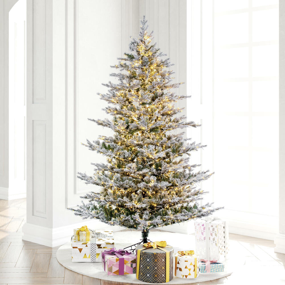 Vickerman 7.5' x 60" Flocked Kiana Artificial Christmas Tree 3mm LED Color Changing Lights