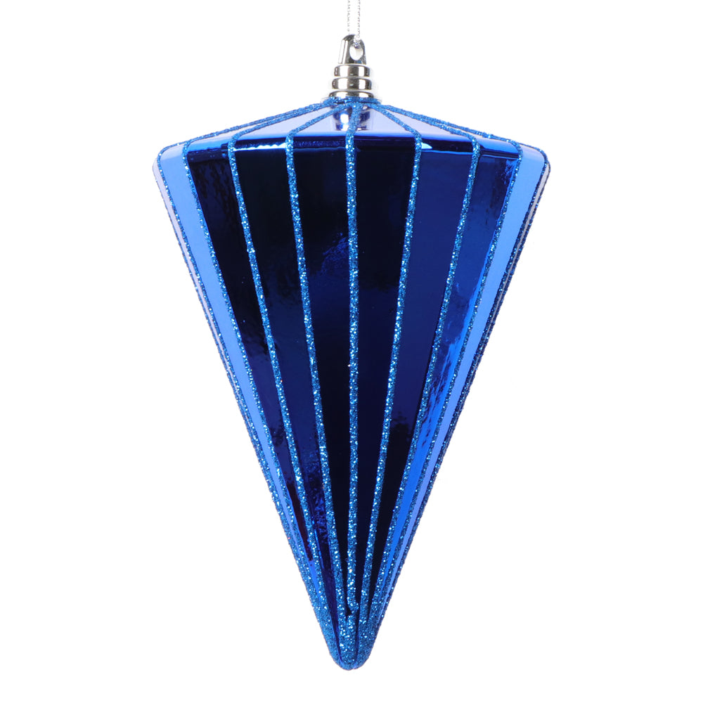 Vickerman 6" Shiny Blue Cone Ornament 3 per bag.