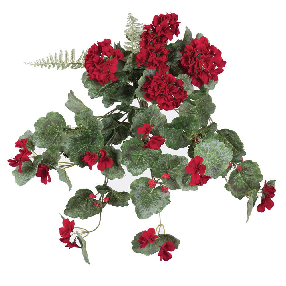 Vickerman 22" Artificial Red Hanging Geranium Bush