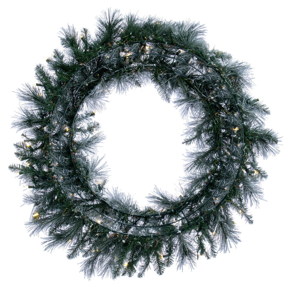 Vickerman 36" Flocked Jackson Pine Artificial Pre-Lit Wreath with 100 Warm White Lights and 195 PVC Tips