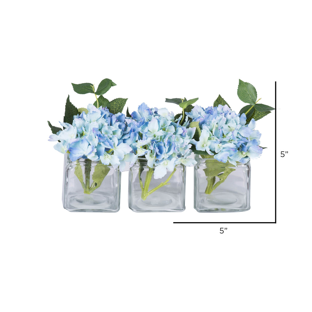 Vickerman Artificial 5" Blue Hydrangea in Cube.
