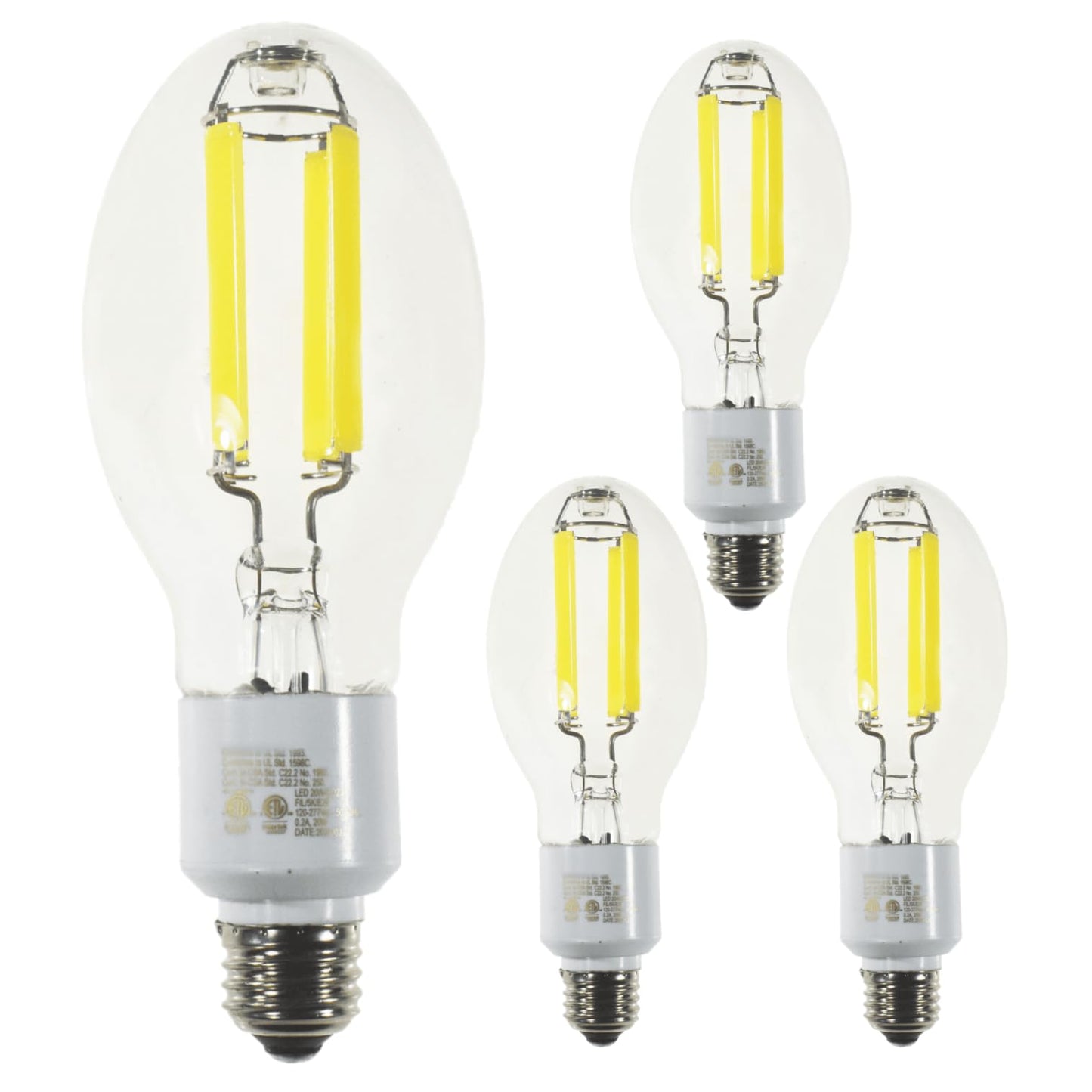 Damar- ED37 LED Filament Light Bulb Type B Ballast Bypass 45W 8500 High Lumen 5000K Bright White EX39 Mogul Base 120-277VAC Wet Rated Pack of 4- Replacement MHL/CFL/Corn Bulb for Warehouse Workshop