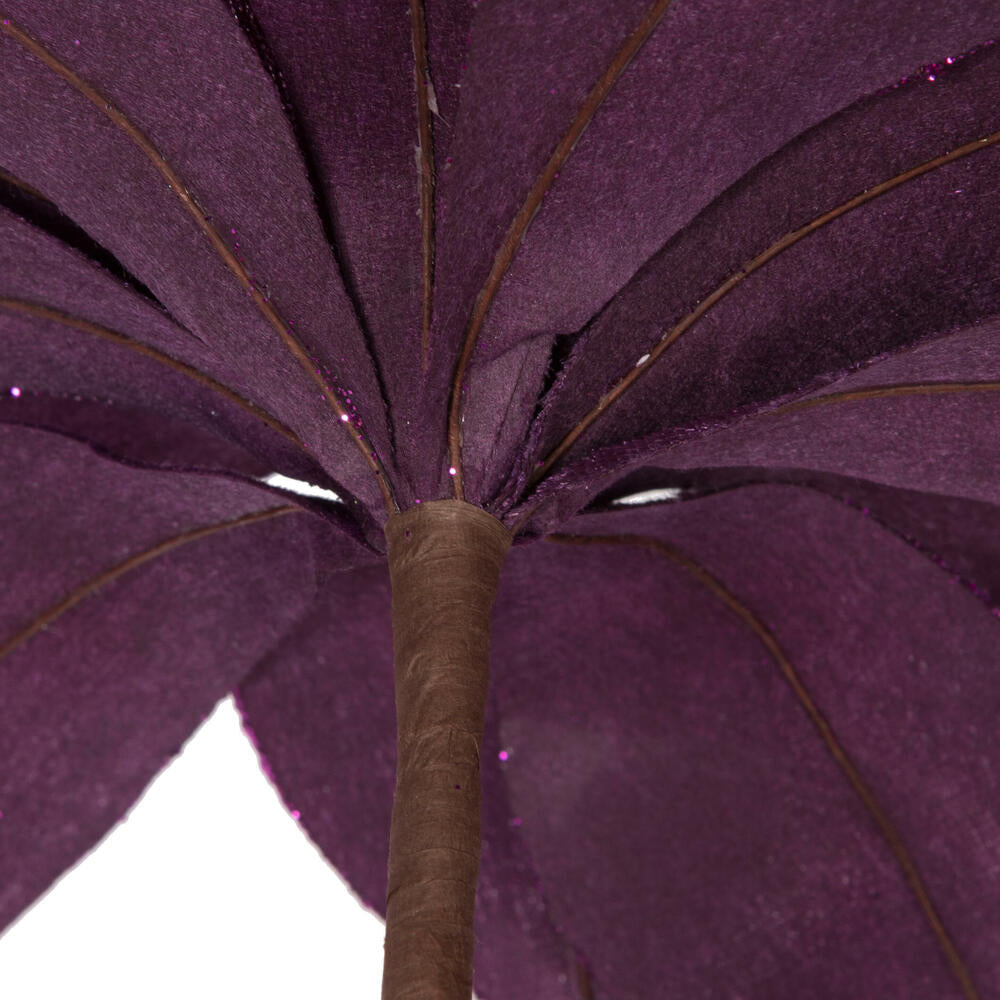 Vickerman 22" Purple Velvet Sheen Glitter Trim Poinsettia Stem 4 per bag.