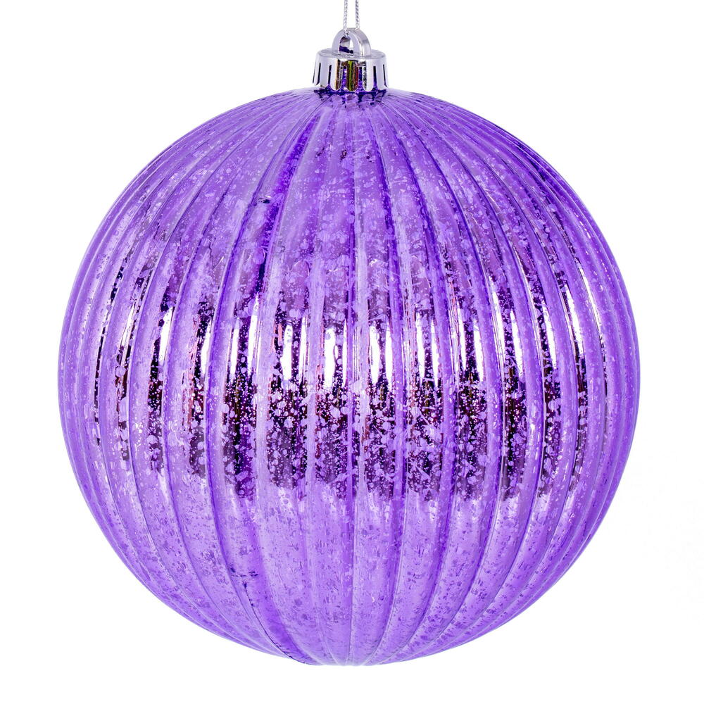Vickerman 8" Lavender Shiny Lined Mercury Ball Ornament.