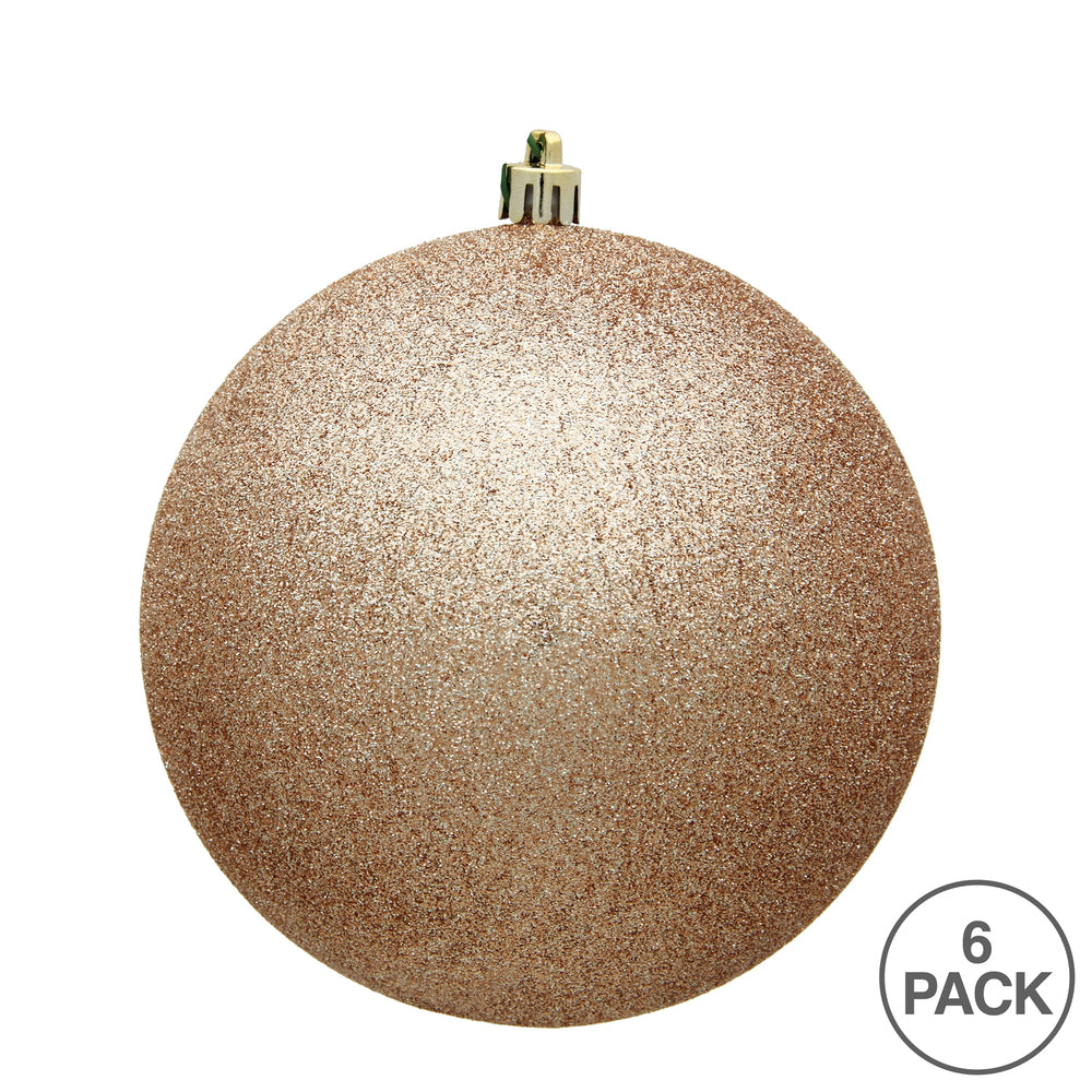 Vickerman 4" Café Latte Glitter Ball Ornament 6 per Bag