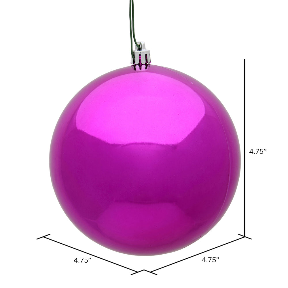 Vickerman 4.75" Fuchsia Shiny Ball Ornament 4 per Bag