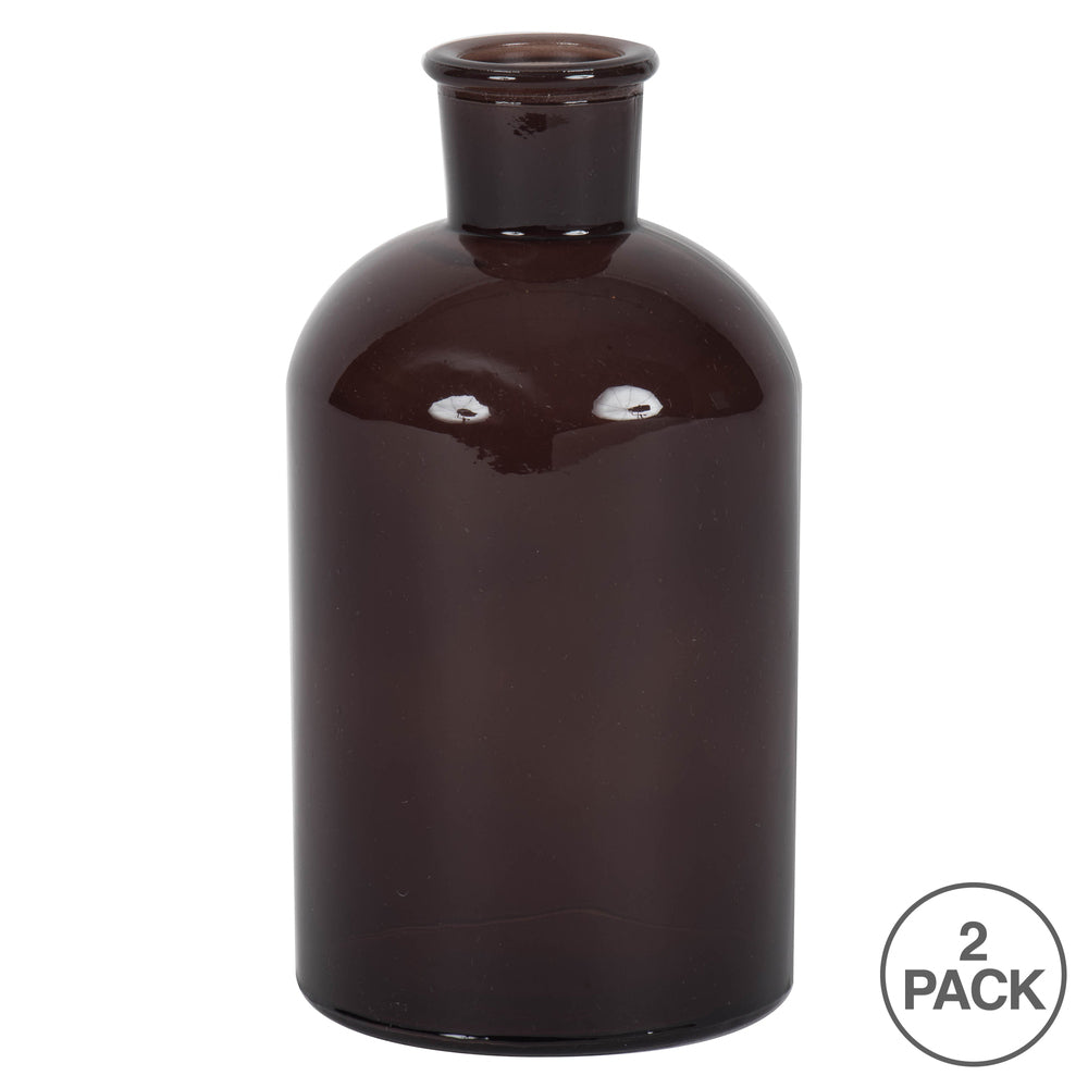 Vickerman 8" Black Painted Glass Bottle Set of 2