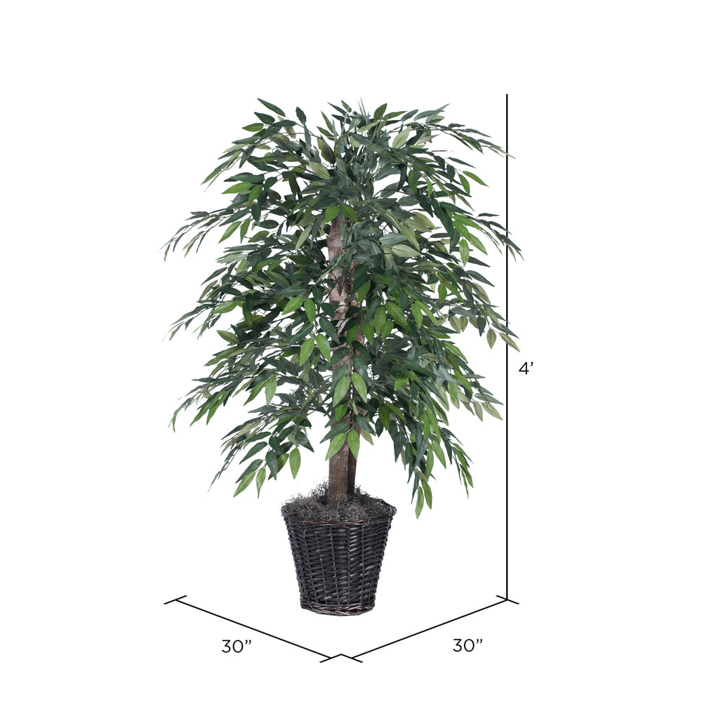 Vickerman 4' Artificial Green Smilax Bush Rattan Basket