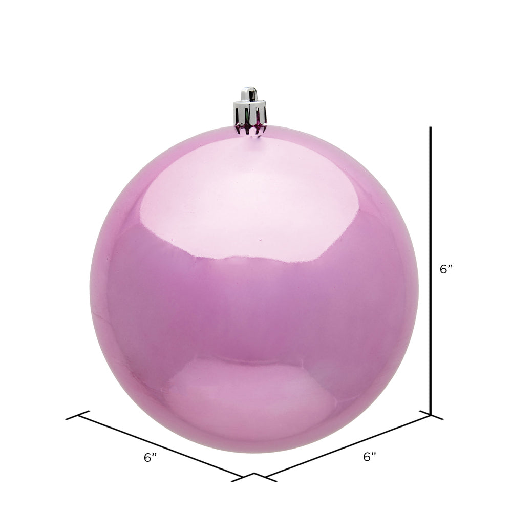 Vickerman 6" Pink Shiny Ball Ornament 4 per Bag