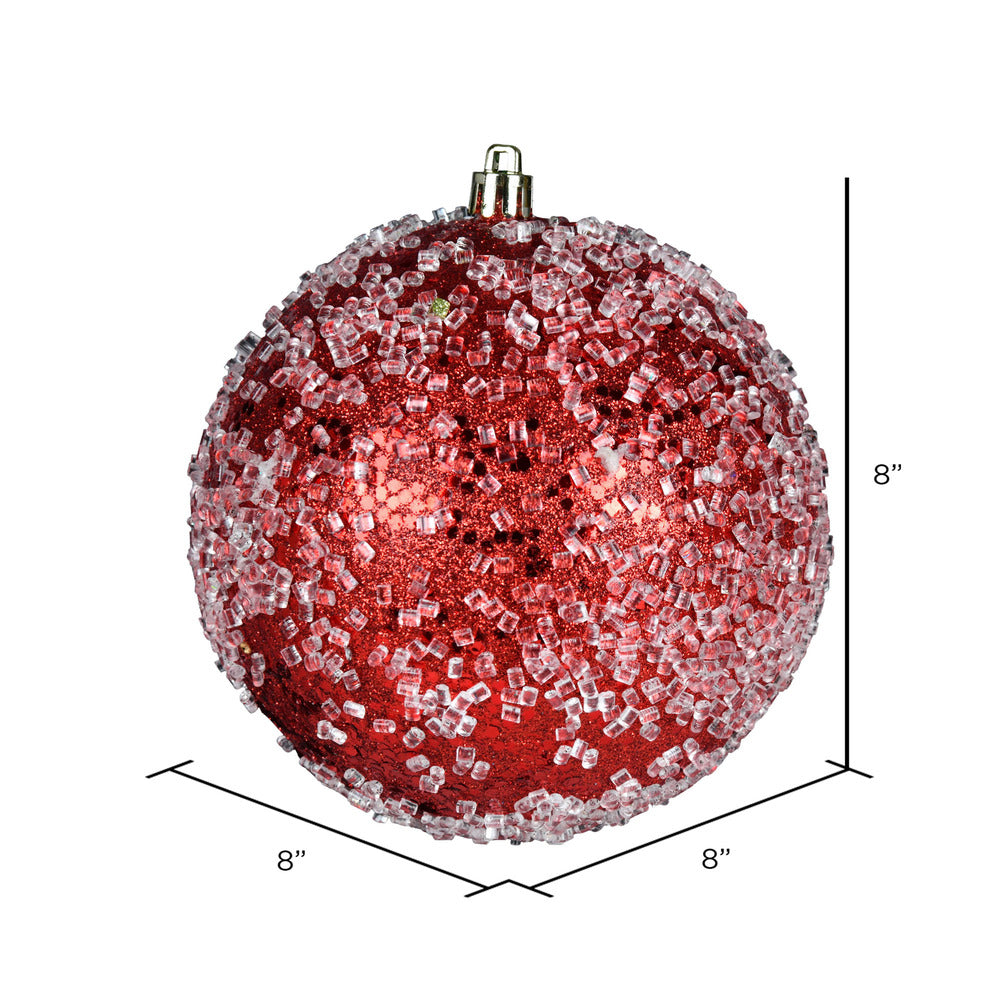 Vickerman 8" Red Glitter Hail Ball Ornament