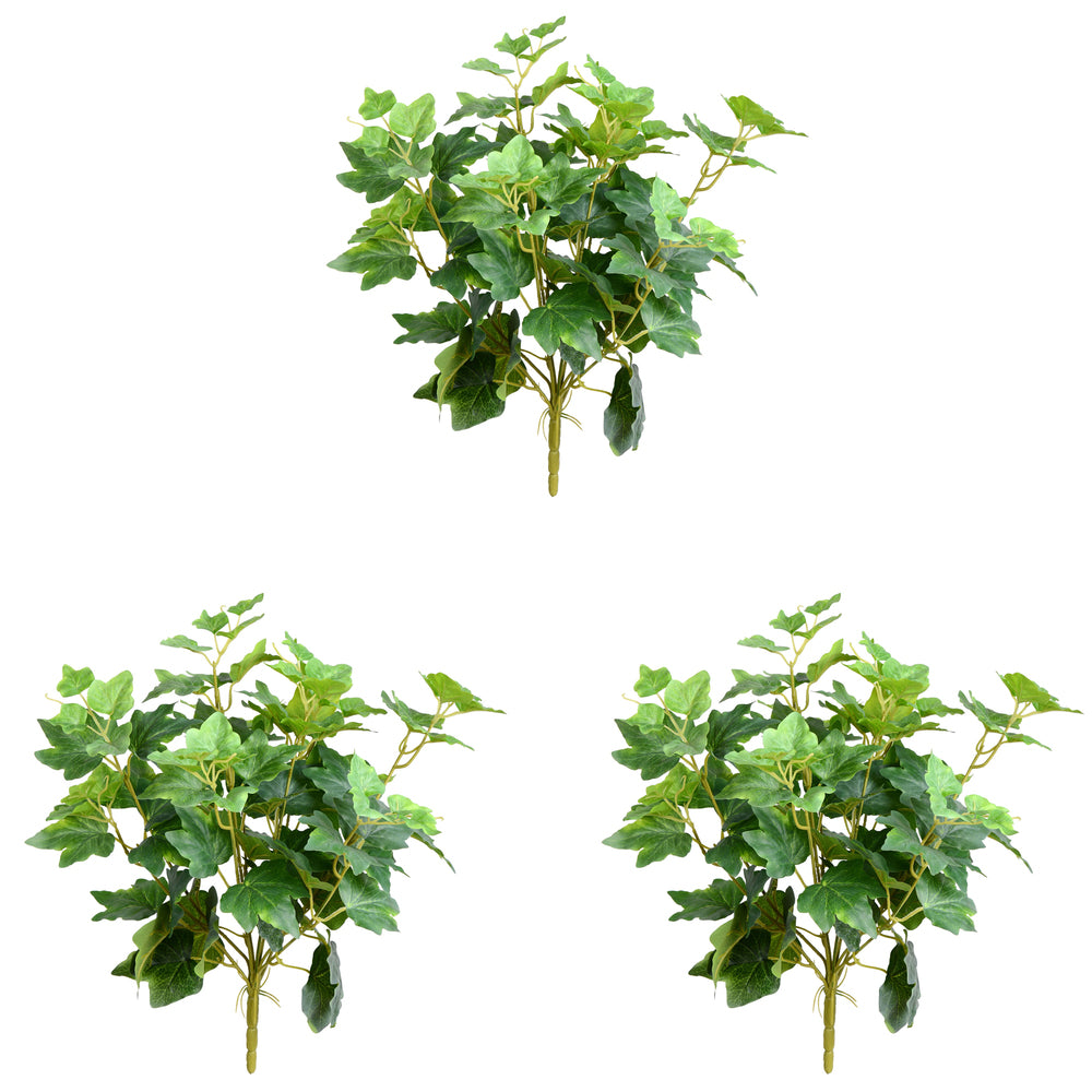 Vickerman 17" Artificial Green Ivy Bush Set of 3