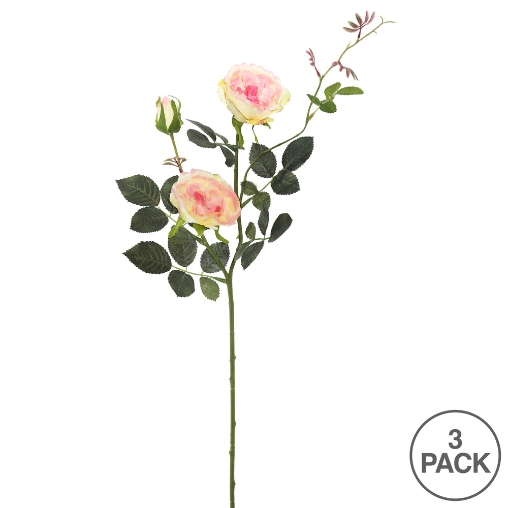 Vickerman 31'' Artificial Yellow and Pink Rose Spray. Includes 3 sprays per pack.
