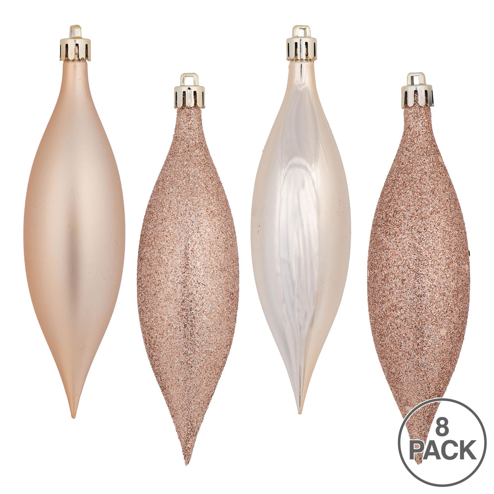 Vickerman 5.5" Café Latte Finial Drop Christmas Ornament Assorted 4 Finish 8 per Pack