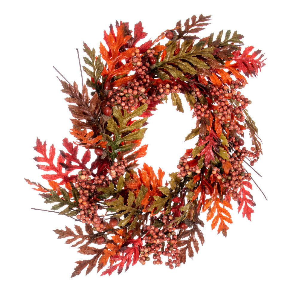 Vickerman 22" Artificial Oak Leaf Acorn Berry Wreath.
