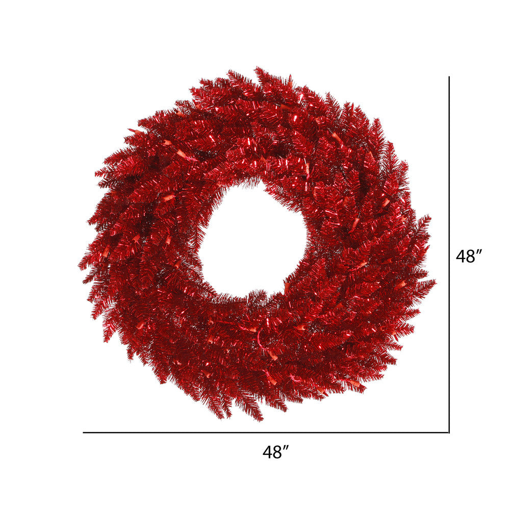 Vickerman 48" Tinsel Red Fir Artificial Christmas Wreath Unlit