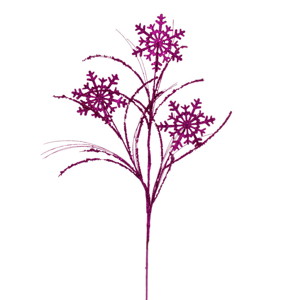 Vickerman 31" Fuchsia Snowflake Glitter Spray 6 per bag.