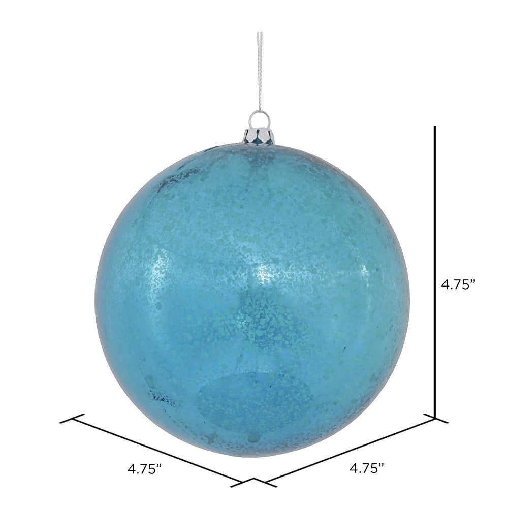 Vickerman 4.75" Turquoise Shiny Mercury Ball Ornament 4 per Bag