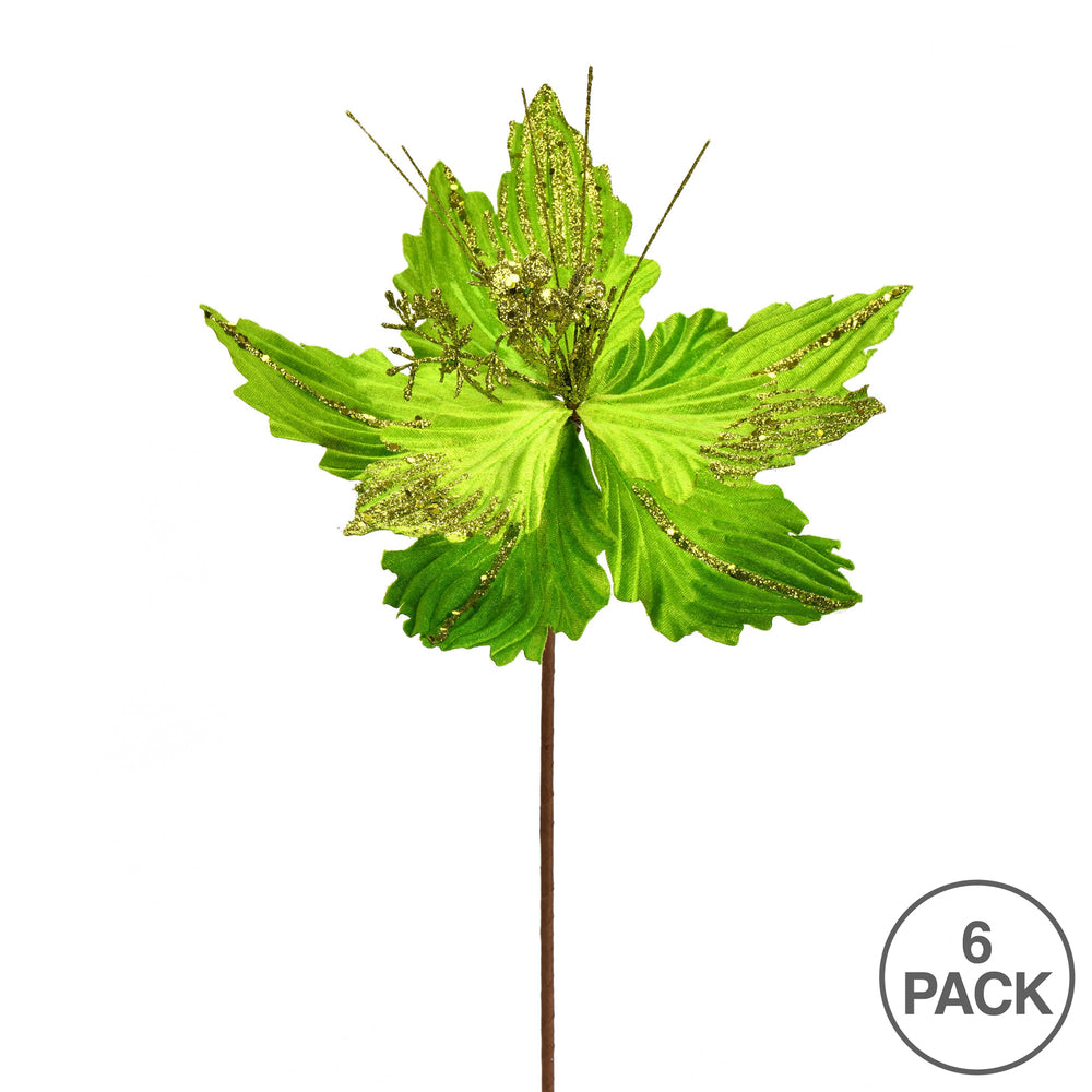 Vickerman 12" x 16" Lime Poinsettia Artificial Christmas Spray. Includes 6 sprays per pack.