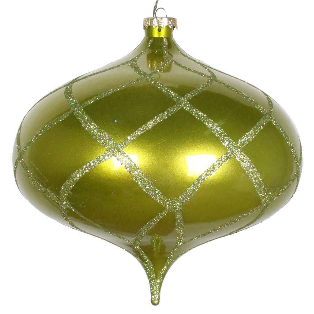 Vickerman 8" Lime Candy Glitter Net Onion Christmas Ornament