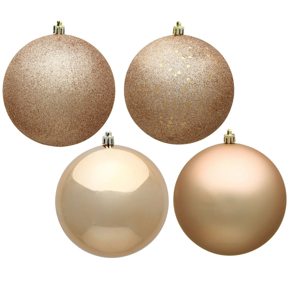 Vickerman 4" Café Latte 4-Finish Ball Ornament Assortment 12 per Box