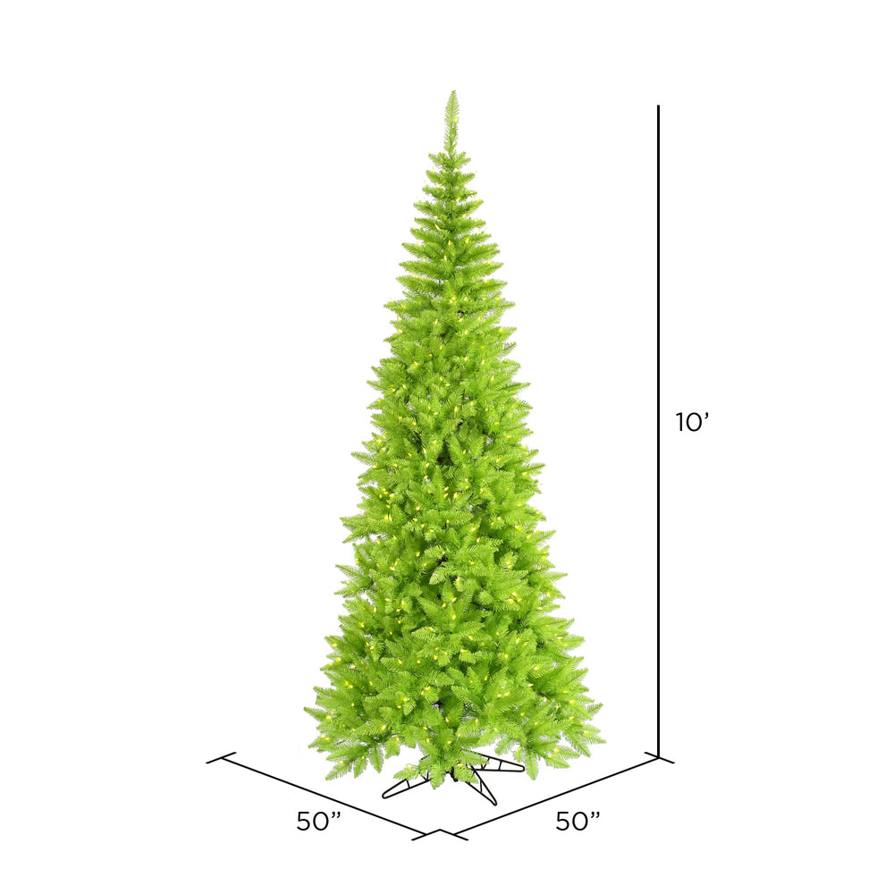 Vickerman 10' Lime Fir Slim Artificial Christmas Tree Lime Dura-lit LED Lights