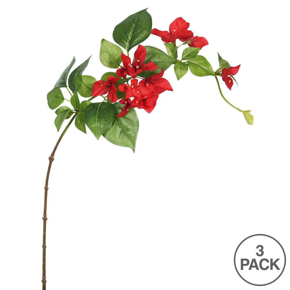 Vickerman 33" Red Single Bougainvillea Artificial floral Stem Set of 3
