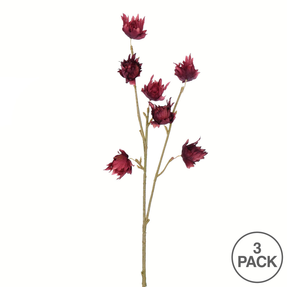 Vickerman 24" Artificial Burgundy Hibiscus Spray. Includes 3 sprays per pack.